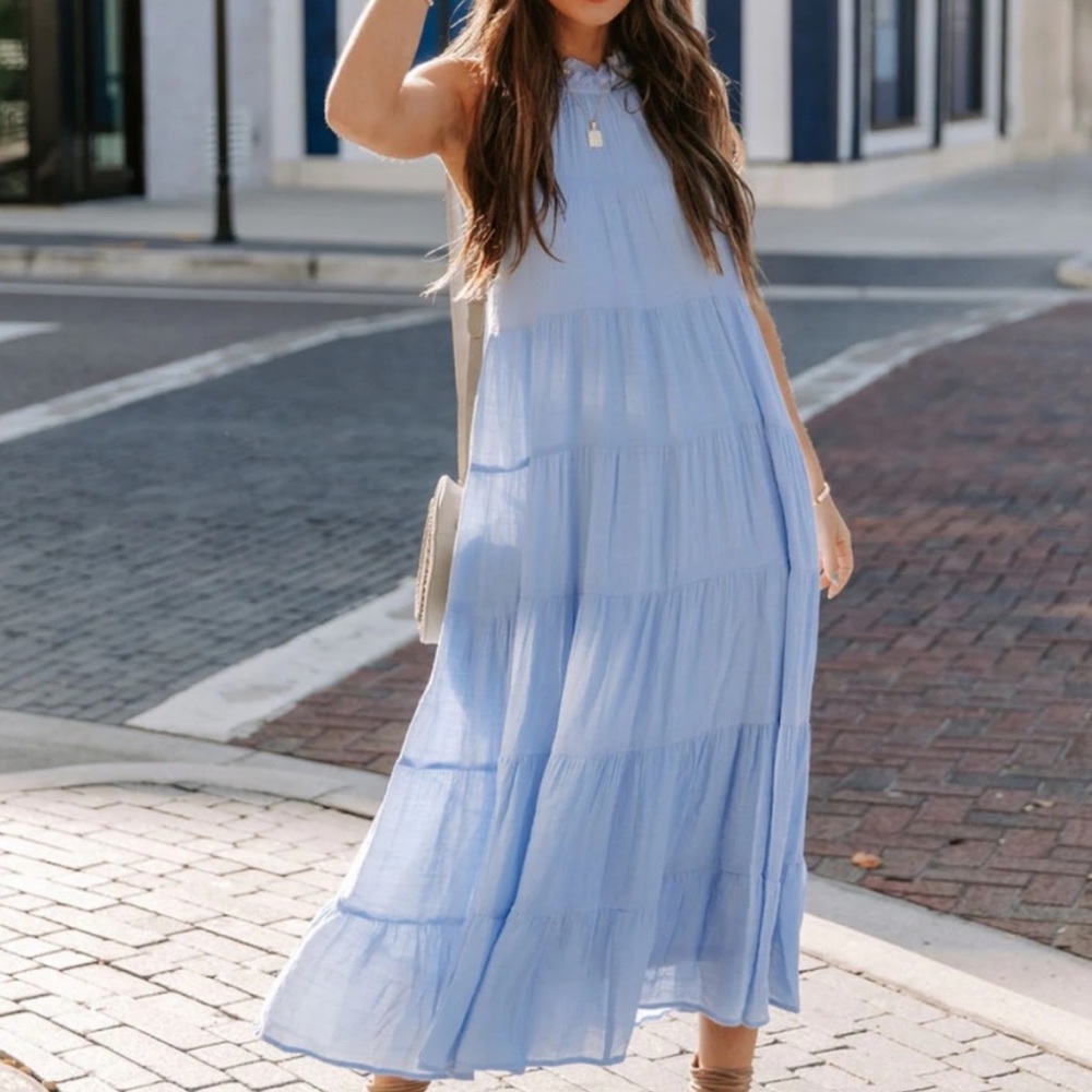VICI | Teigen Tiered Pocketed Midi Dress Large NWT